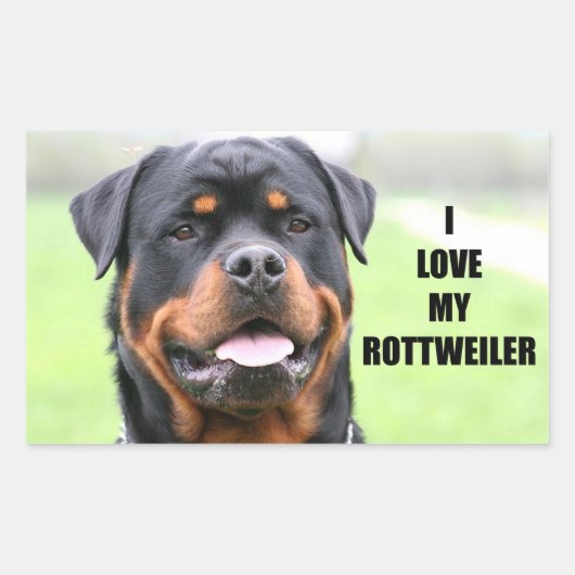 I Love My Rottweiler Rechthoekige Sticker (Voorkant)