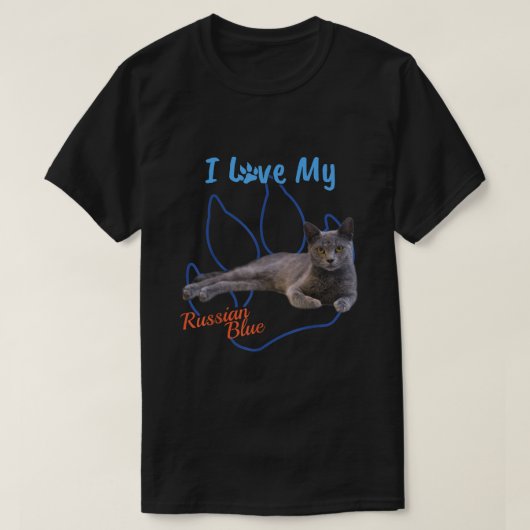 I Love My Russian Blue Best Cat Lover Paw Print T-shirt (Design voorkant)