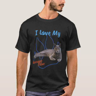 I Love My Russian Blue Best Cat Lover Paw Print T-shirt