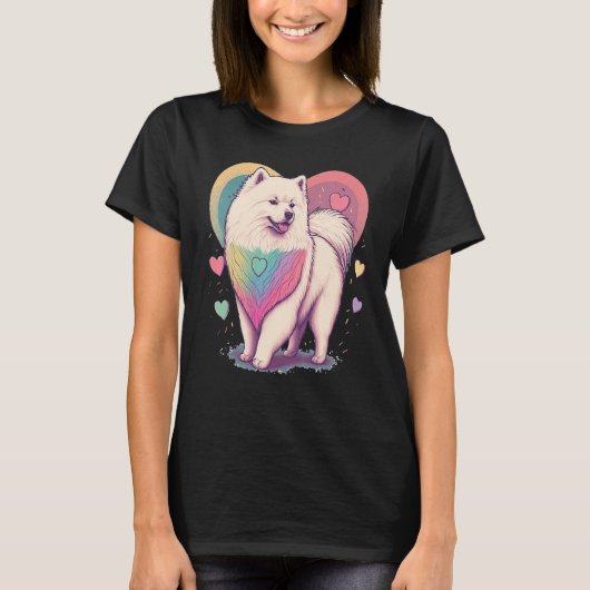 I Love My Samoyed Dog Valentines Day Heart Artwork T-shirt (Voorkant)