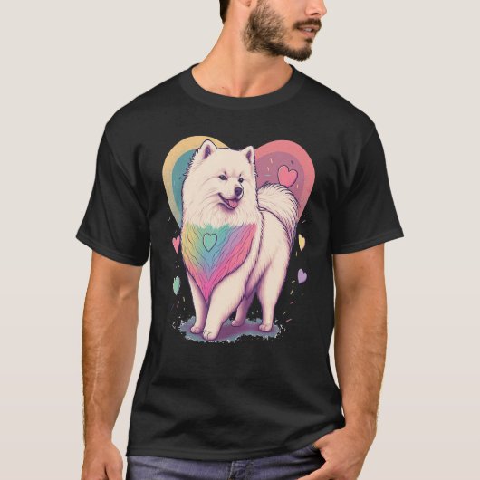 I Love My Samoyed Dog Valentines Day Heart Artwork T-shirt (Voorkant)
