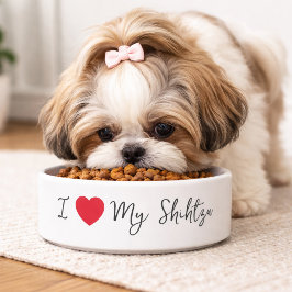 I Love My Shih Tzu Cute Script Dog Lover Pet Feedi Voerbakje