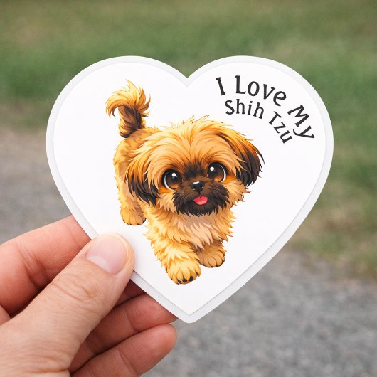 I Love My Shih Tzu Dog Hart Sticker