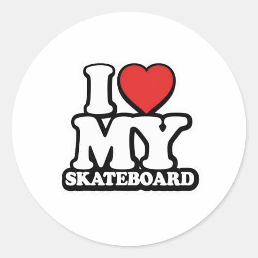 I LOVE MY SKATEBOARD! RONDE STICKER (Voorkant)