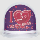 I Love My Sweetheart red hearts Sneeuwbol (Voorkant)