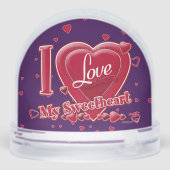 I Love My Sweetheart red hearts Sneeuwbol (Achterkant)