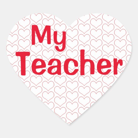 I Love My Teacher Hart Sticker (Voorkant)