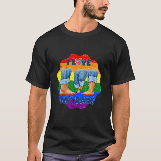 I Love My Two Dads Interracial Gay Pride LGBTQ Tra T-shirt (Voorkant)