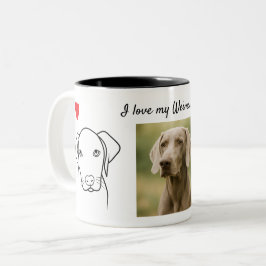 I love my Weimaraner Dog Photo Drawing Hearts Tweekleurige Koffiemok
