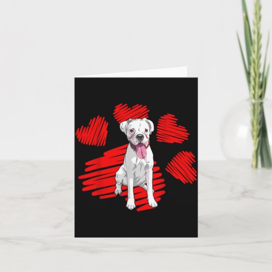 I Love My White Boxer Dog Paw Heart Valentines Day Kaart (Voorkant)