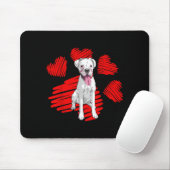 I Love My White Boxer Dog Paw Heart Valentines Day Muismat (Met muis)