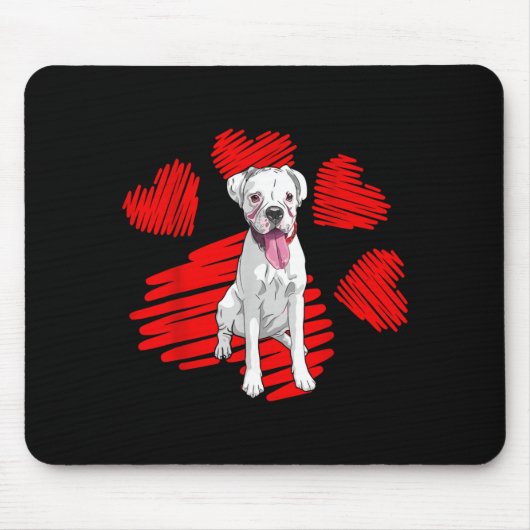 I Love My White Boxer Dog Paw Heart Valentines Day Muismat (Voorkant)