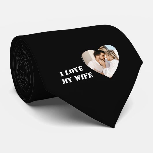 I Love My Wife Heart Custom Personalized Photo Stropdas (Opgerold)