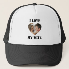 I Love My Wife Heart Custom Personalized Photo Trucker Pet