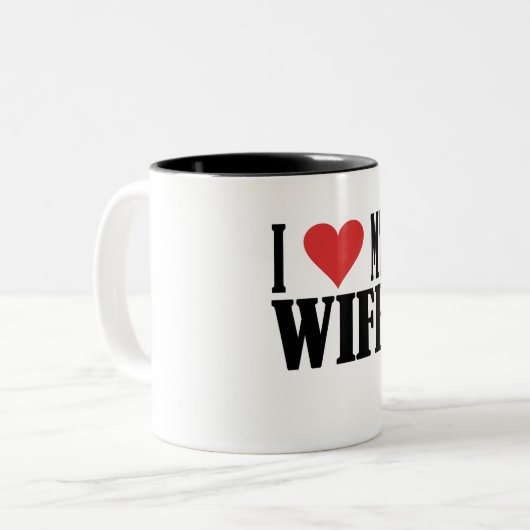 I LOVE MY WIFE MUG TWEEKLEURIGE KOFFIEMOK (Voorkant links)