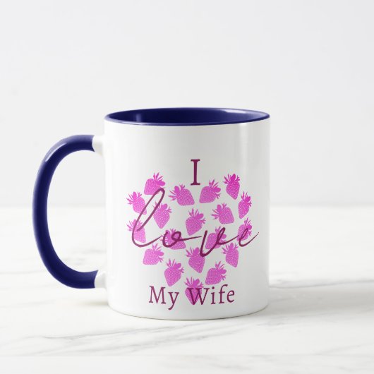 I Love My Wife Valentines Mug - Strawberry Design Mok (Links)