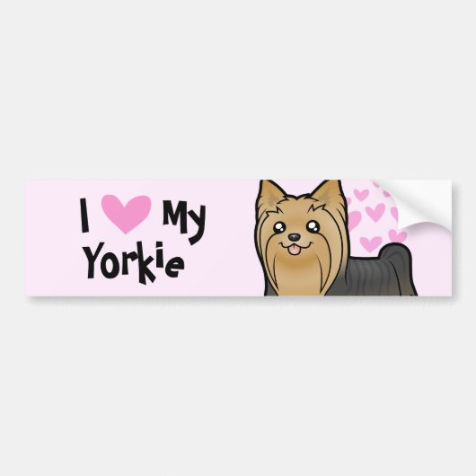 I Love My Yorkshire Terrier (lang haar, geen buigi Bumpersticker (Voorkant)