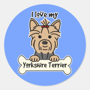 I Love My Yorkshire Terrier Ronde Sticker