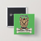 I Love My Yorkshire Terrier Vierkante Button 5,1 Cm (Voorkant /achterkant)