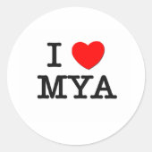 I Love Mya Ronde Sticker (Voorkant)