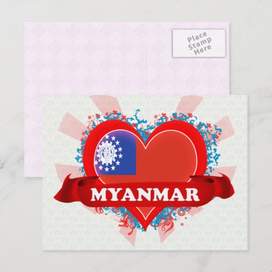  I Love Myanmar Briefkaart (Voorkant / Achterkant)