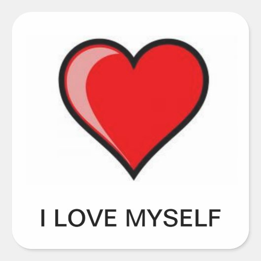 I LOVE MYSELF VIERKANTE STICKER (Voorkant)