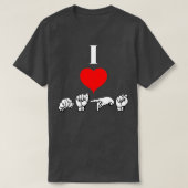 I Love NAPS text with Sign Language black and whit T-shirt (Design voorkant)