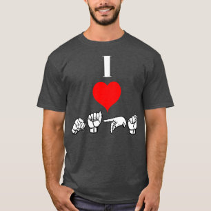 I Love NAPS text with Sign Language black and whit T-shirt