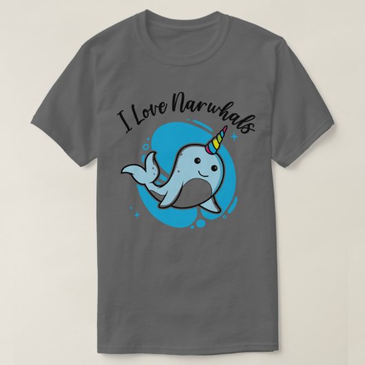 I Love Narwhals Unicorn Narwhal T-shirt (Design voorkant)