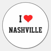 I Love Nashville Ronde Sticker (Voorkant)