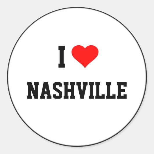 I Love Nashville Ronde Sticker (Voorkant)