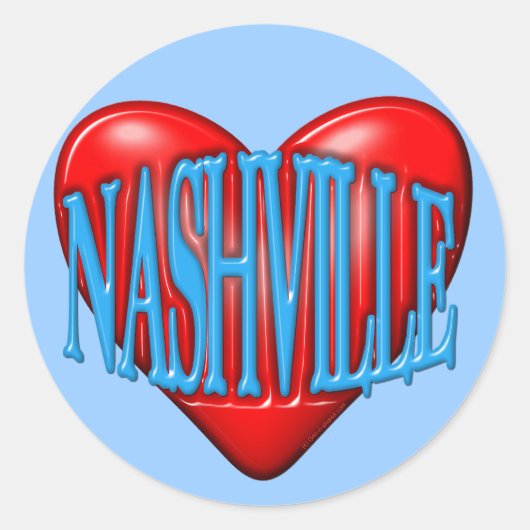 I Love Nashville Ronde Sticker (Voorkant)