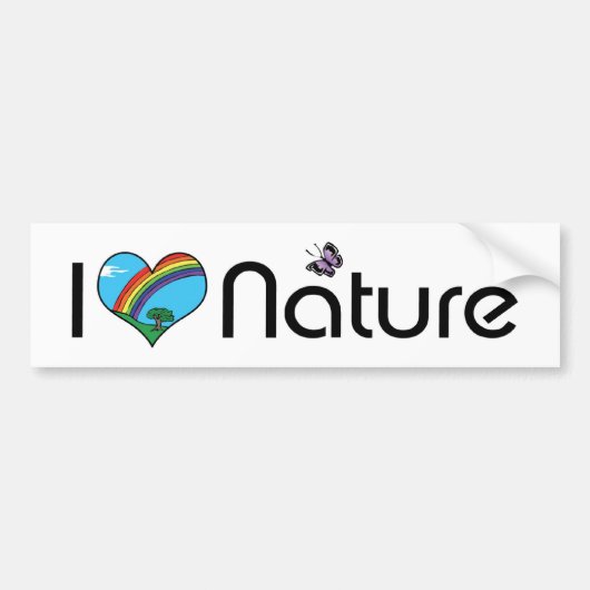 I Love Natuur Bumpersticker (Voorkant)