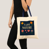 "I Love Natuur" Floral Eco Canvas tas --- (Voorkant (product))