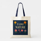 "I Love Natuur" Floral Eco Canvas tas --- (Achterkant)