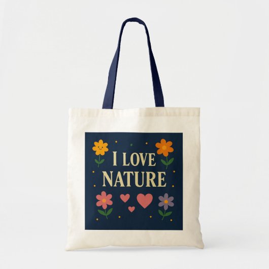 "I Love Natuur" Floral Eco Canvas tas --- (Voorkant)
