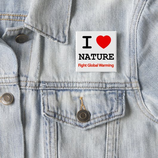 I Love Natuur Vierkante Button 5,1 Cm (In situ)
