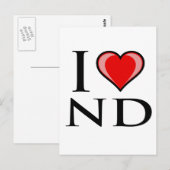 I Love ND - North Dakota Briefkaart (Voorkant / Achterkant)