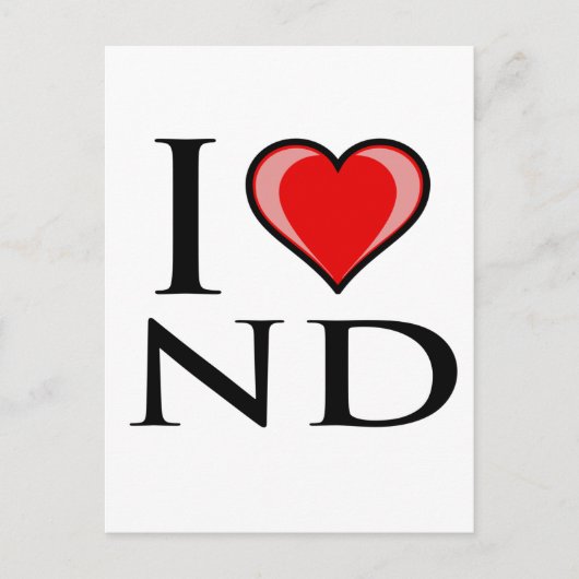 I Love ND - North Dakota Briefkaart (Voorkant)