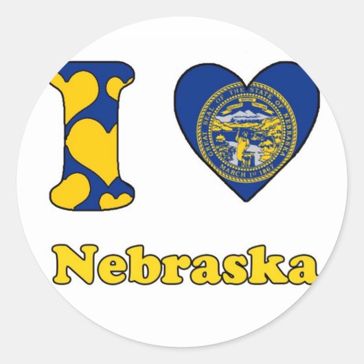 I love Nebraska Ronde Sticker (Voorkant)