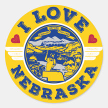 I Love Nebraska State Flag and Map