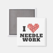 I Love Needlework Cross Stitch Magneet (Voorkant / Achterkant)