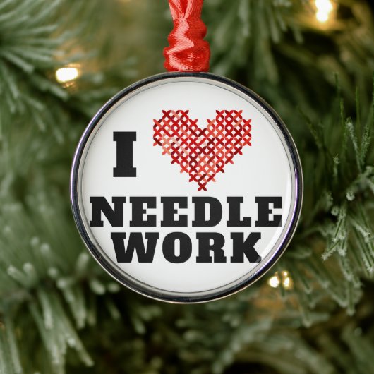 I Love Needlework Cross Stitch Metalen Ornament (Boom)