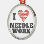 I Love Needlework Cross Stitch Metalen Ornament (Links)