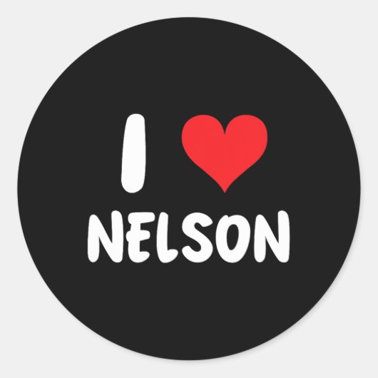 I Love Nelson - Hart - Naam  Ronde Sticker (Voorkant)