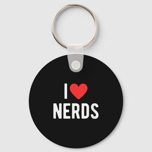 I Love Nerds Funny Geeky Graphic Heart Nerd Sleutelhanger (Voorkant)
