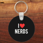 I Love Nerds Funny Geeky Graphic Heart Nerd Sleutelhanger (Voorkant)