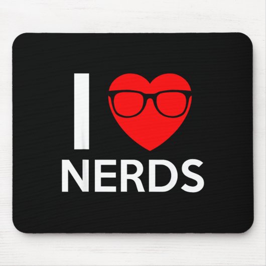 I Love Nerds Gles Funny Heart Valentines Gift Men  Muismat (Voorkant)