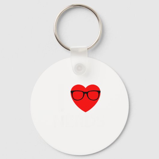 I Love Nerds Gles Funny Heart Valentines Gift Men Sleutelhanger (Voorkant)