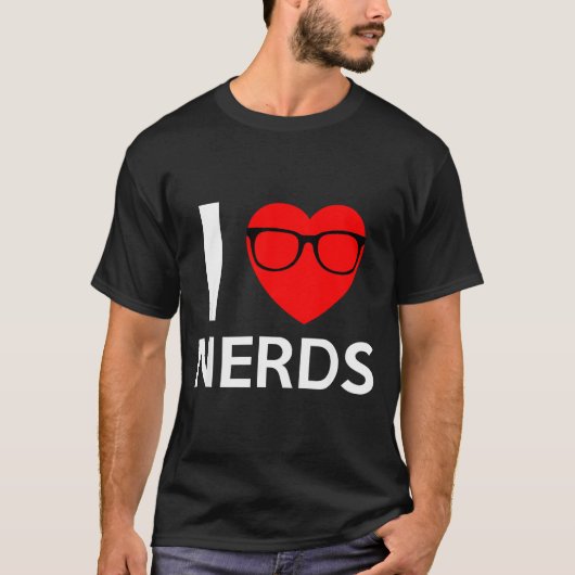 I Love Nerds Gles Funny Heart Valentines Gift Men  T-shirt (Voorkant)